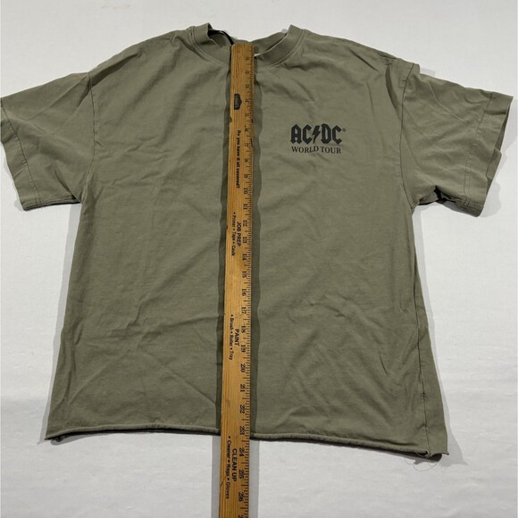 H&M Oversized Womens Green Printed T-shirt AC/DC Back in Black Tour 1980 Sz XS - Picture 6 of 12